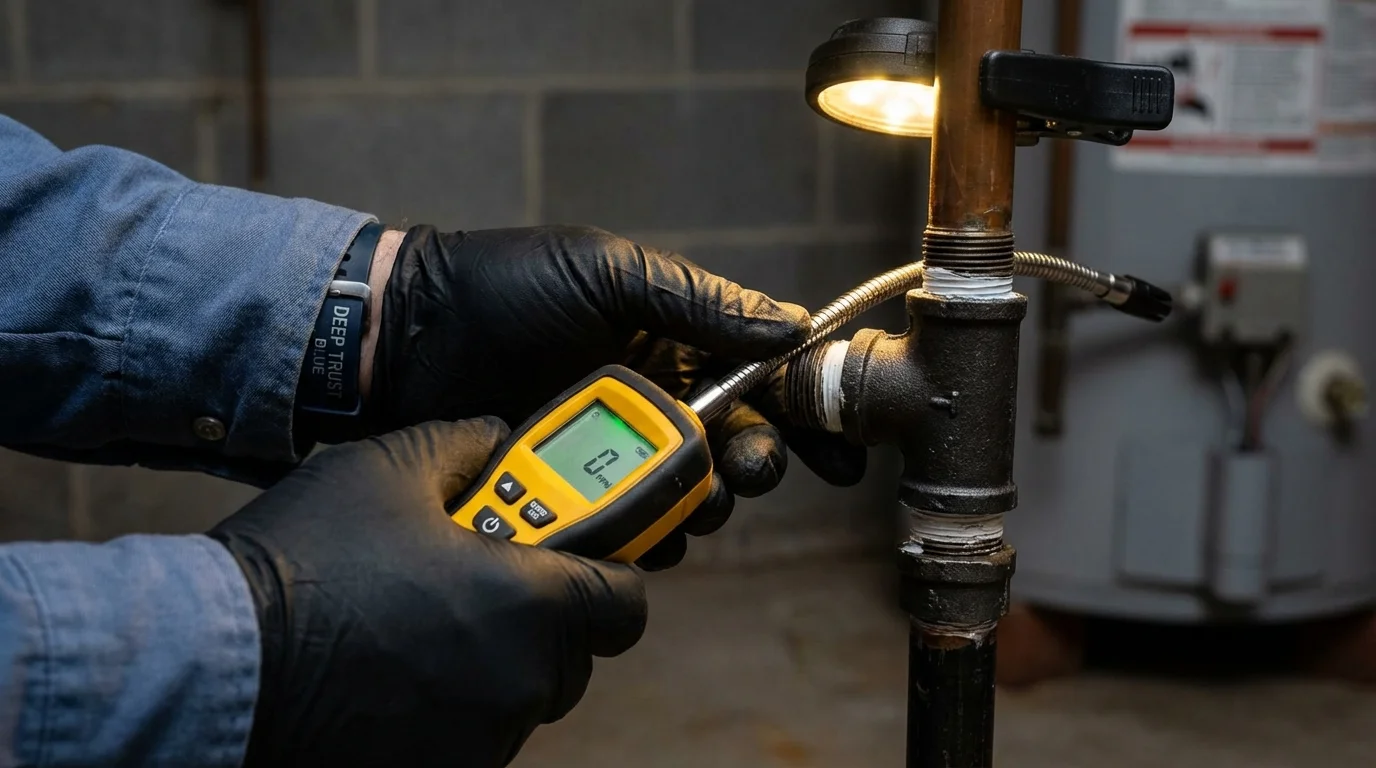 Gas leak detection with electronic sniffer by Johns Plumbing LLC in Omak