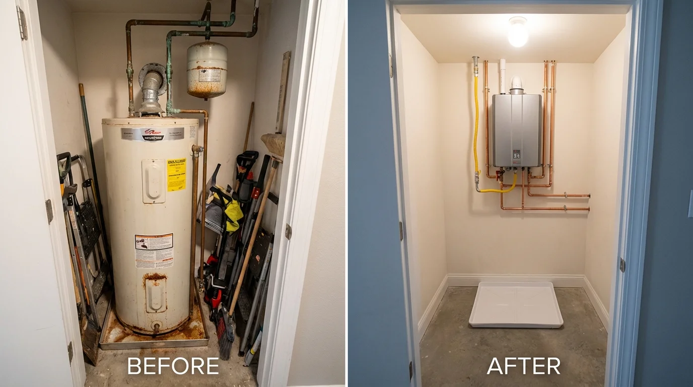 Tank water heater versus wall-mounted tankless unit comparison for Omak, WA homeowners